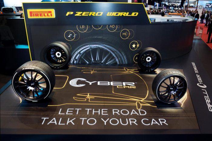 Витрины Pirelli «Кибер-автомобиль» в Женеве