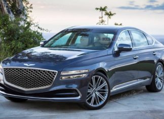 Genesis G80 визуализируется спереди и сзади